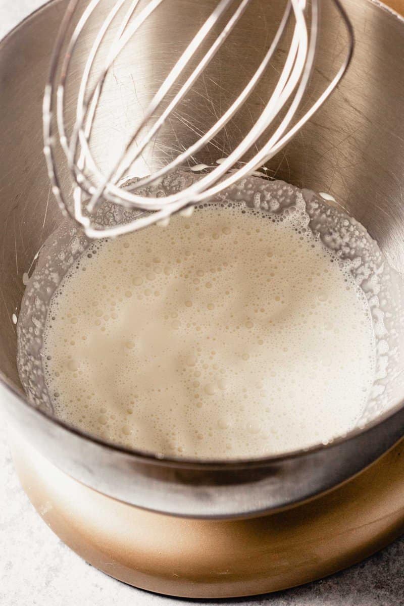 whipped cream in a stand mixer