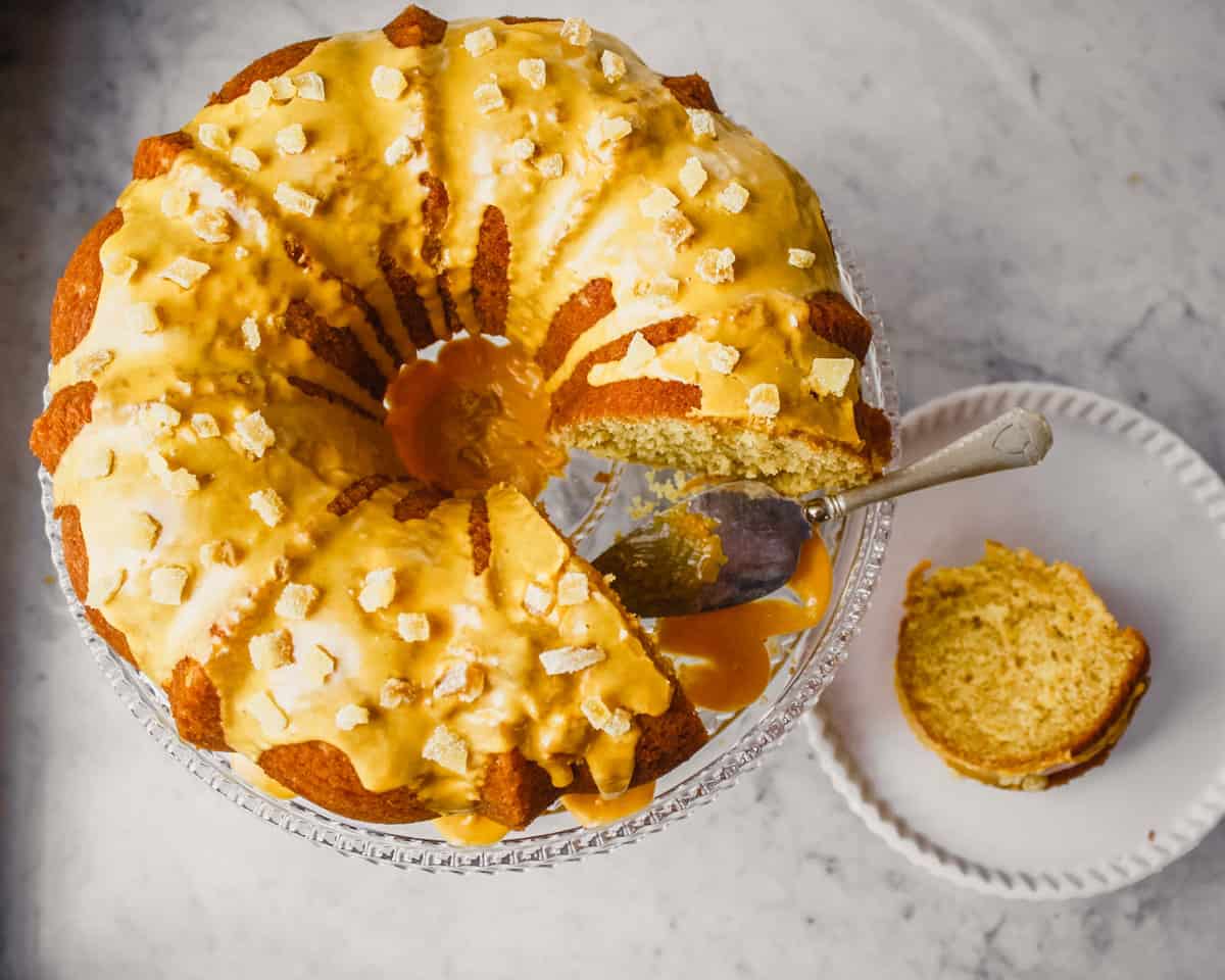 Turmeric Glazed Orange & Ginger Bundt Cake - Zestful Kitchen