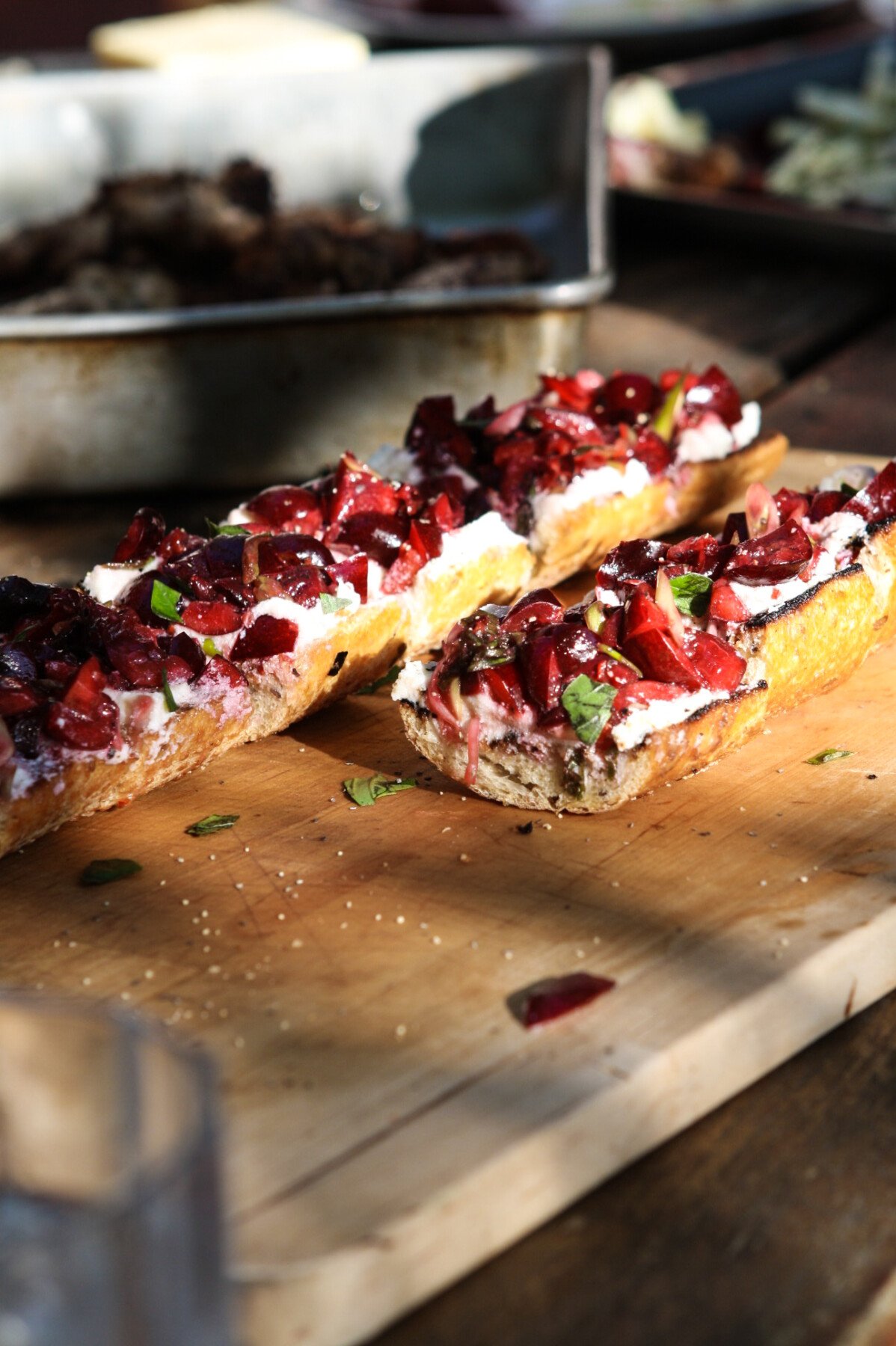 Casual Cocktail Party - Summer Cherry & Ricotta Baguette | Zestful Kitchen