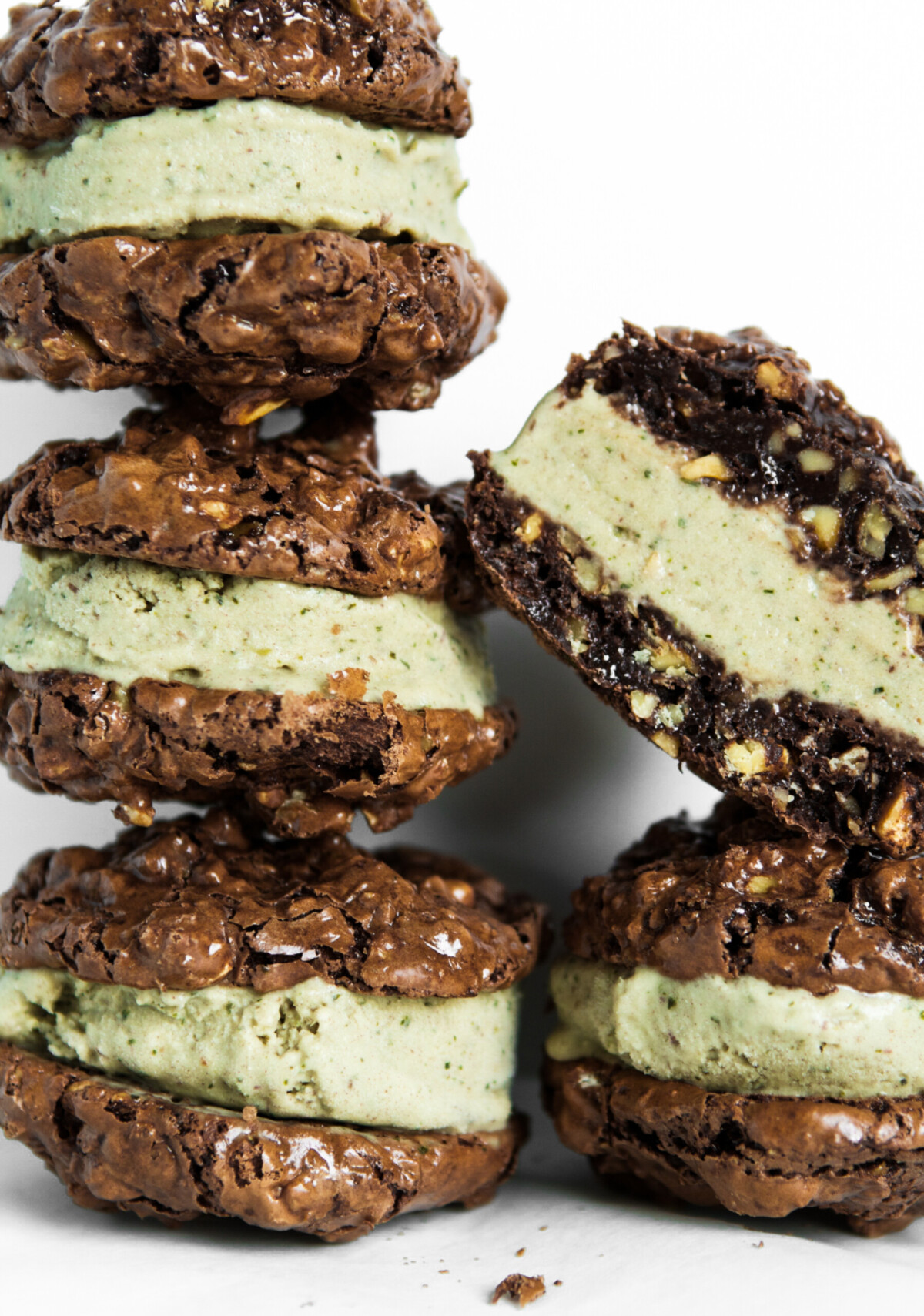 Photograph of gluten free ice cream sandwiches stacked on top of eachother