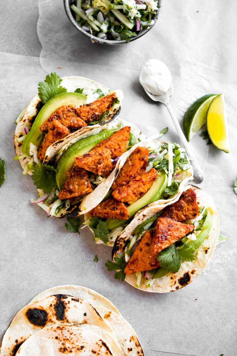 Chipotle Tempeh Tacos with Green Apple Slaw — Zestful Kitchen