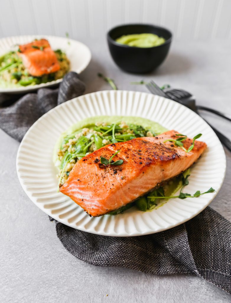 Seared Salmon with Leek Purée and Spring Pilaf | from Lauren Grant of ...