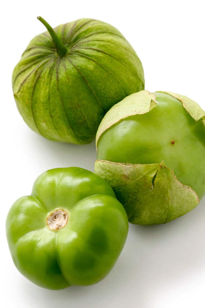 tomatillos on a white background.