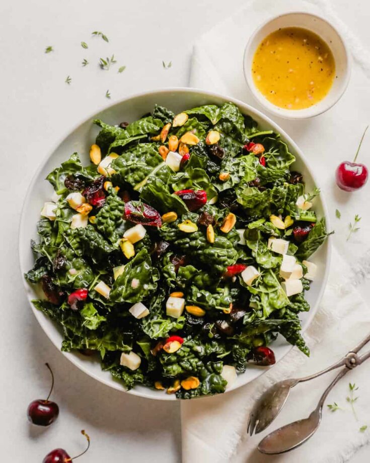 The Best Kale Salad—Kale & Cherry Sald with Brie — Zestful Kitchen