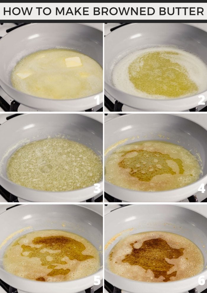grid of images showing the progression of browning butter