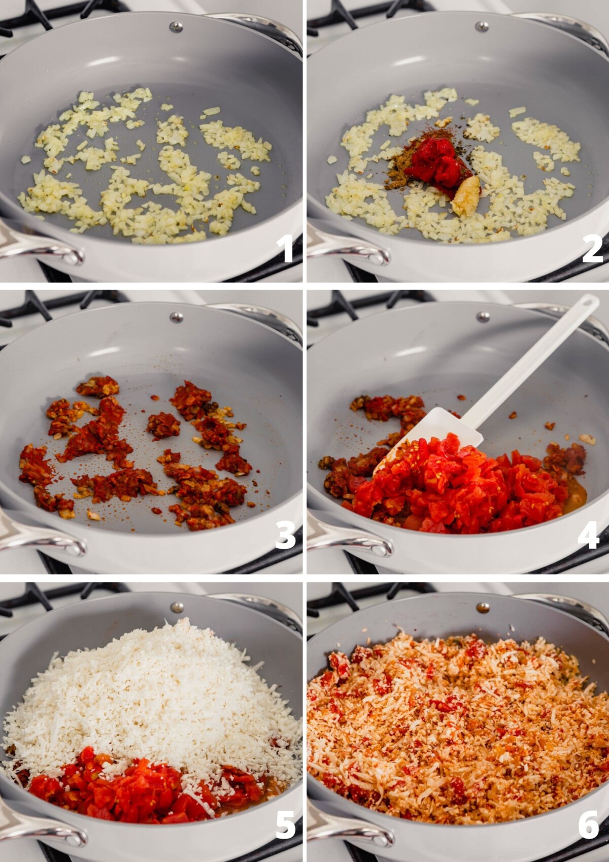 grid of images showing the process of cooking the rice