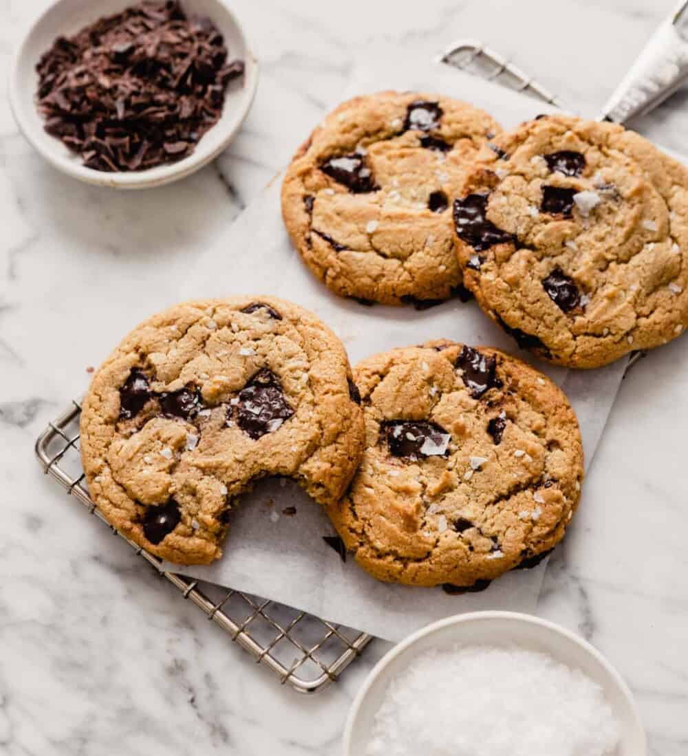 Chewy Tahini Chocolate Chip Cookies with Browned Butter