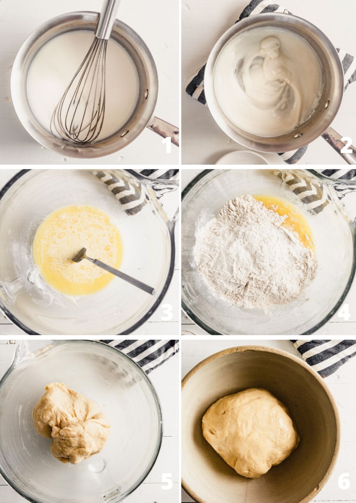 Gallery of images showing the steps to making milk bread rolls