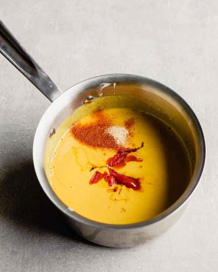 mustard and spiced in a saucepan