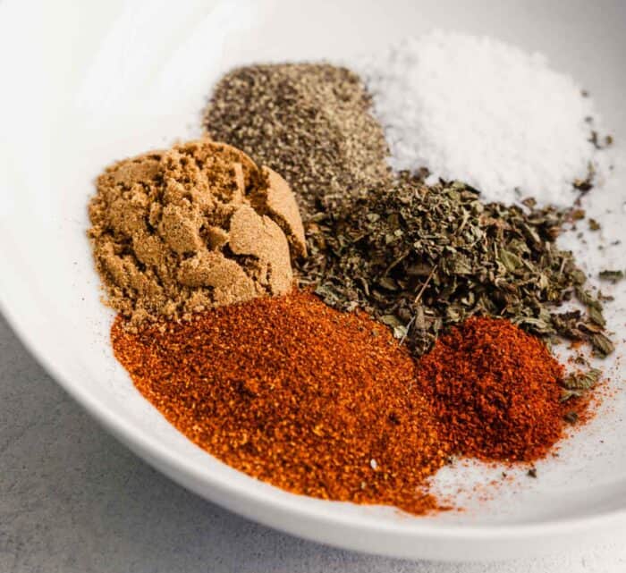 spices in a shallow white dish