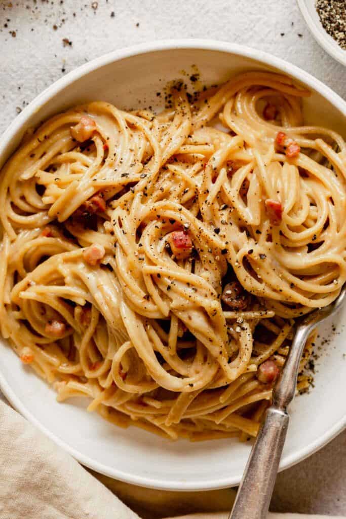 Aged Gouda Spaghetti alla Carbonara — Zestful Kitchen