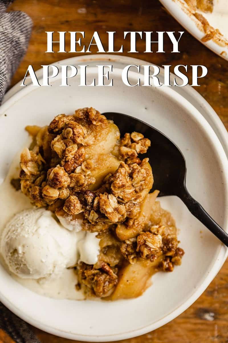Pinterest graphic for healthy gluten-free apple crisp recipe