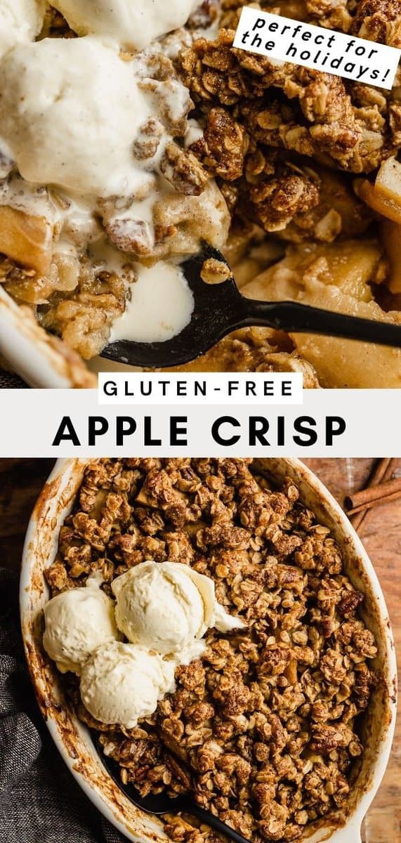 Pinterest graphic for healthy gluten-free apple crisp recipe