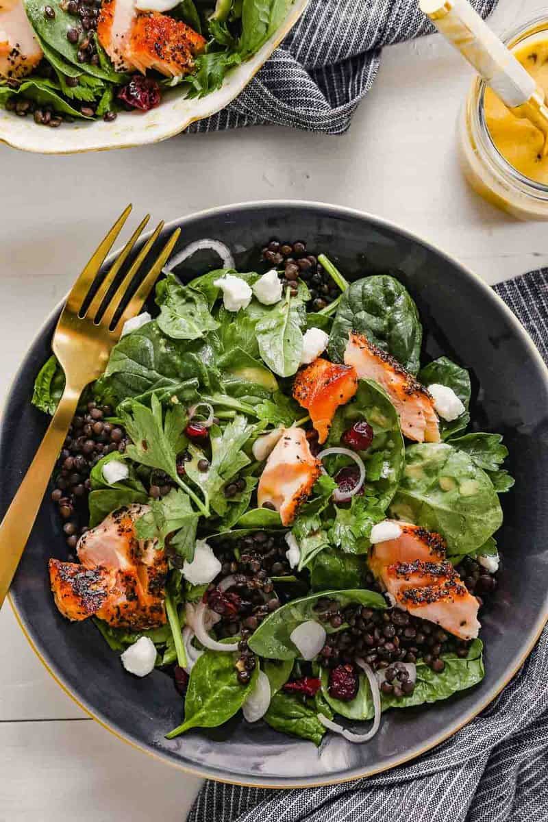 Salmon Spinach French Lentil Salad — Zestful Kitchen