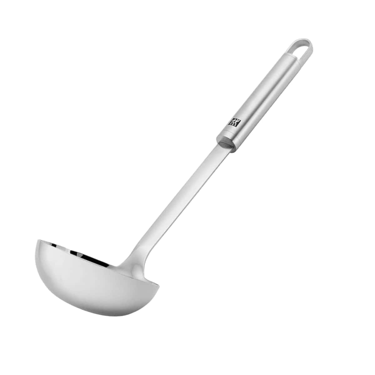 silver ladle on a white background