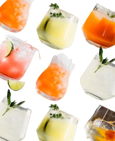 cocktails patterned on a white background