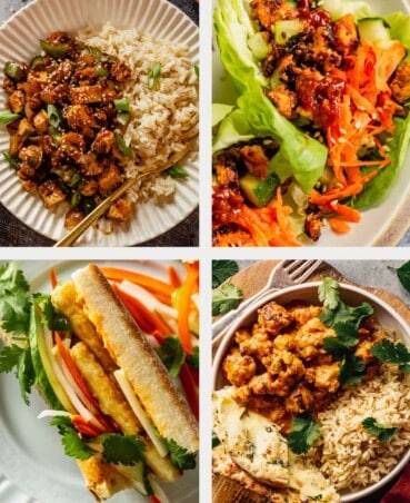 collage of four recipe images made with tofu