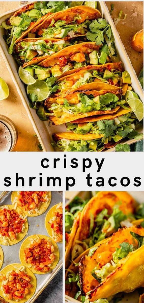 Tacos Gobernador, aka crispy shrimp tacos! Featuring chunks of shrimp tossed in a saucy tomato chile mixture and piled into tortillas with melted cheese. They're bold in flavor, slightly spicy, and wonderfully crispy. Bonus: they get cooked in batches in the oven which makes this a great weeknight meal!