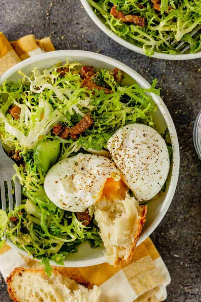 Lyonnaise Salad — Frisée, Poached Egg & Bacon Salad | Zestful Kitchen