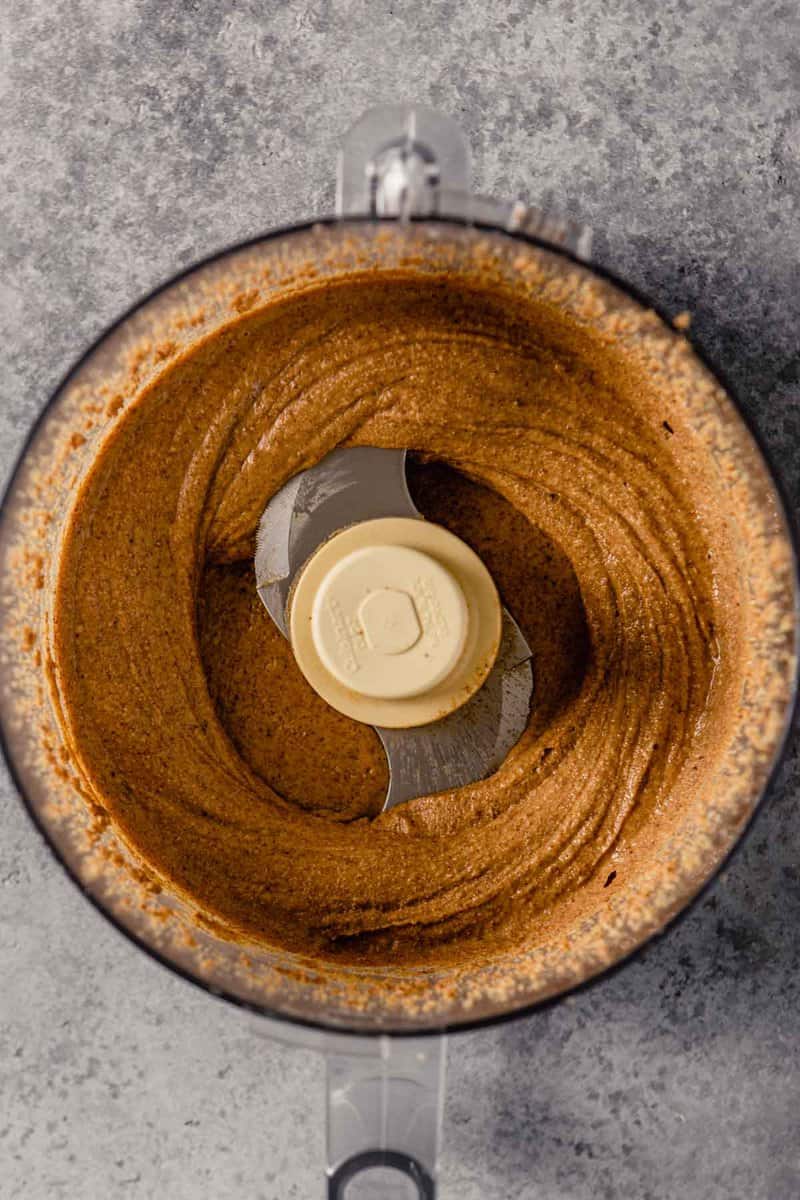creamy and smooth almond butter in a food processor