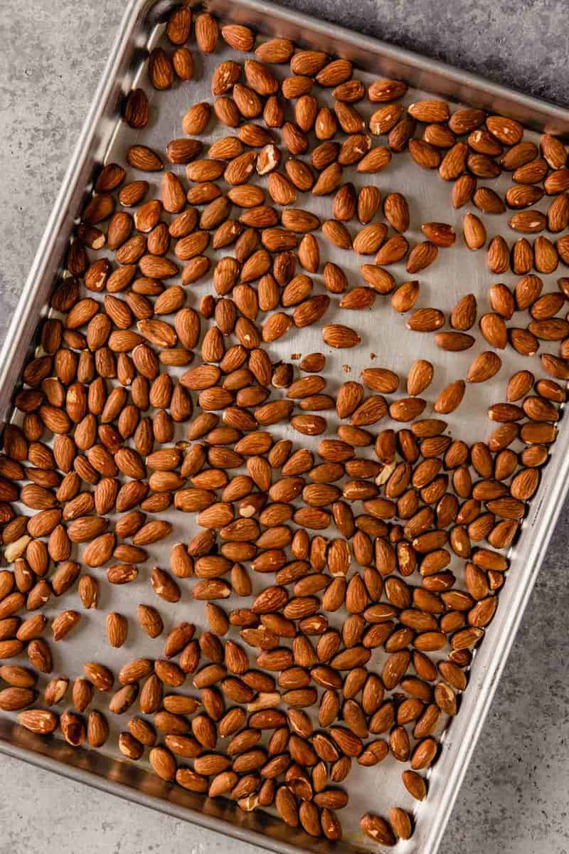 almonds on a sheet pan