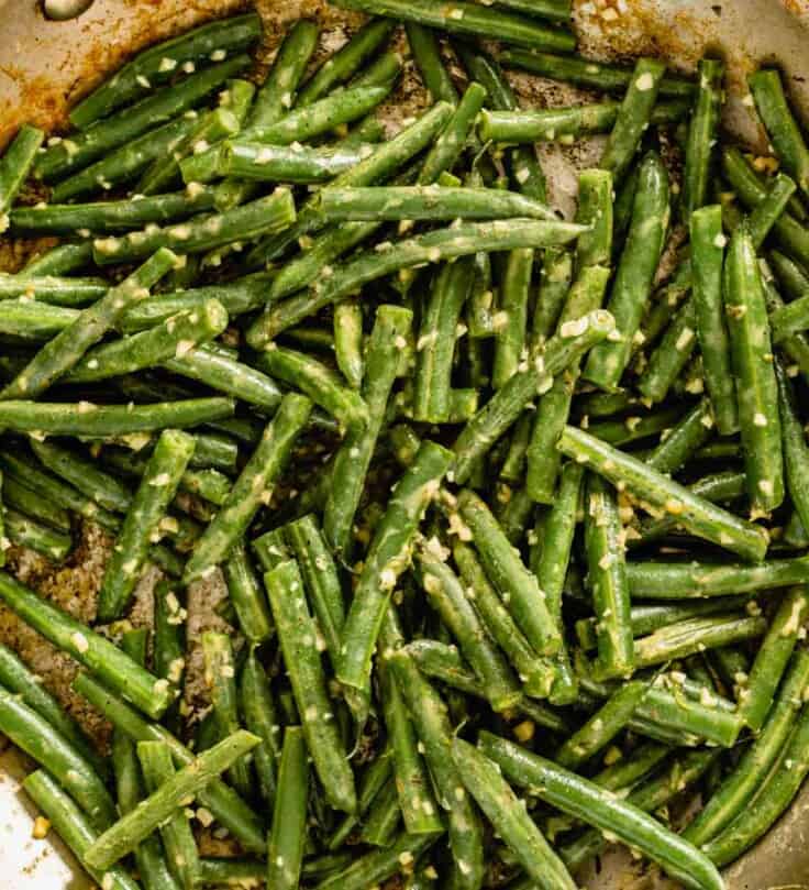 green beans coated with a dijon and garlic dressing