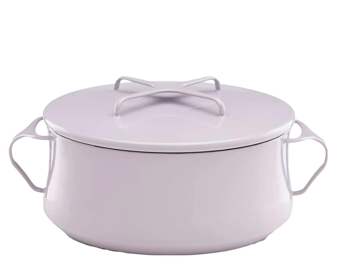 purple saucepan on white background