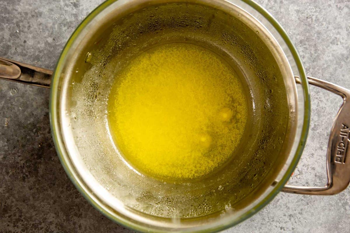 melted butter in a double boiler