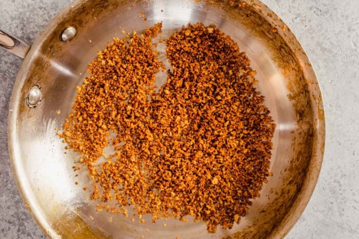 toasted breadcrumbs in a skillet