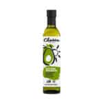 bottle of avocado oil on white background