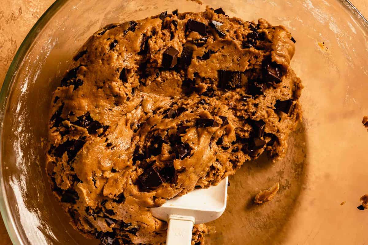 chocolate chip cookie dough in a large bowl