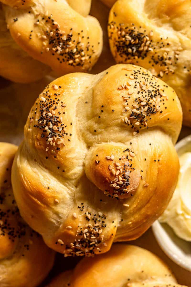 kaiser roll set on top of other rolls