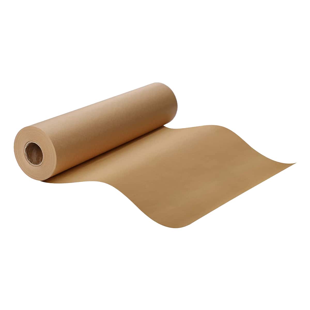 roll of brown parchment paper on a white background