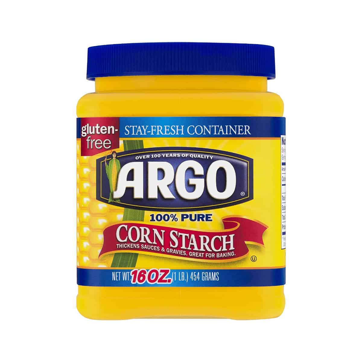 cornstarch package on a white background