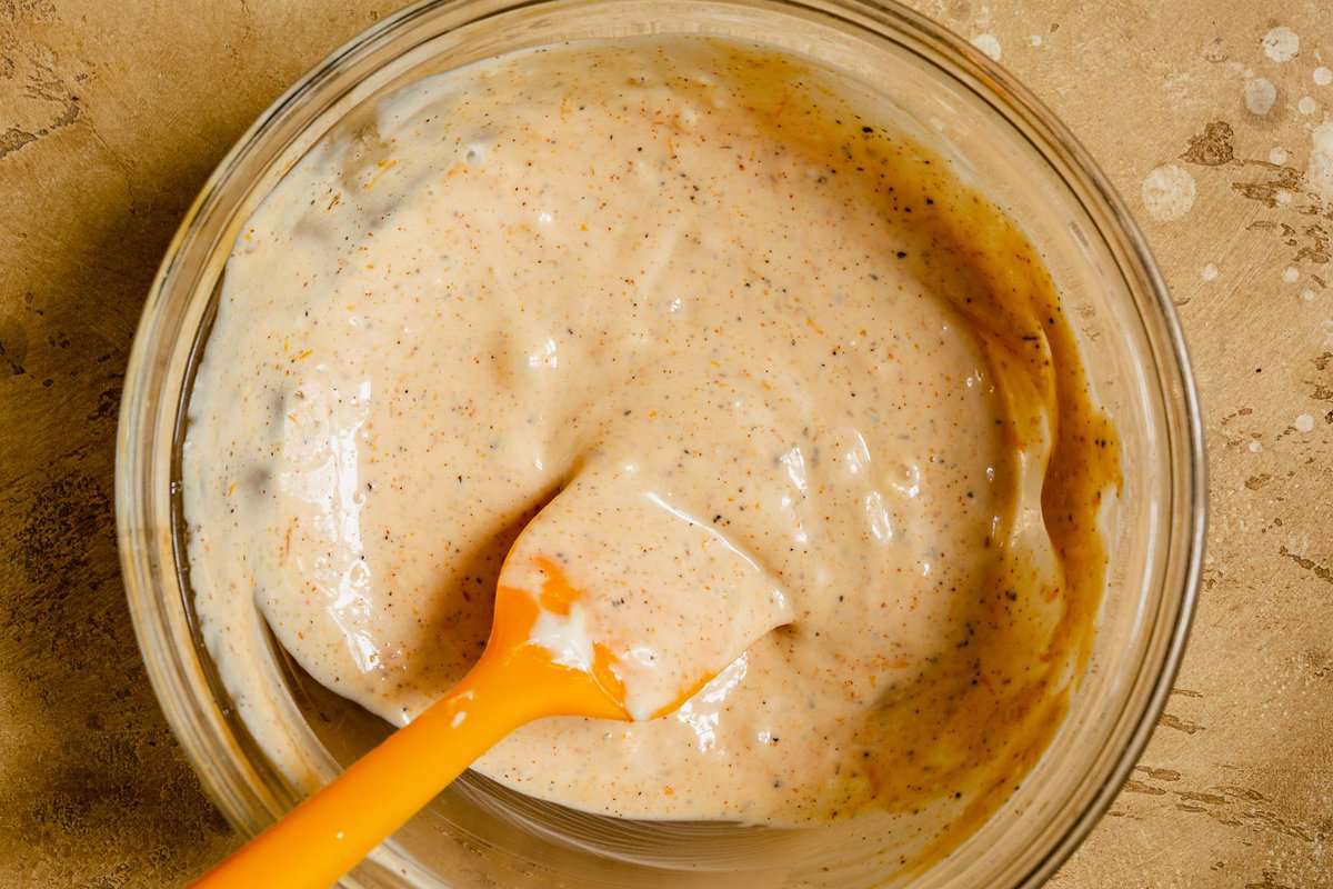 mayo sauce in a glass bowl