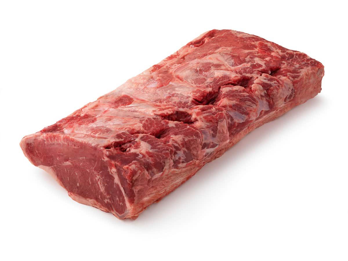 boneless stip steak on a white background